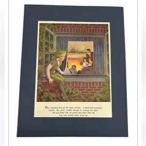 Antique Matted Illustration The Picture Story Book Of Peter Pan Ray Best 1931
